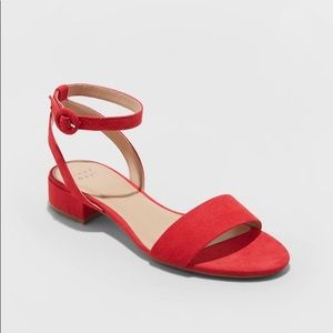 red mini platform sandals